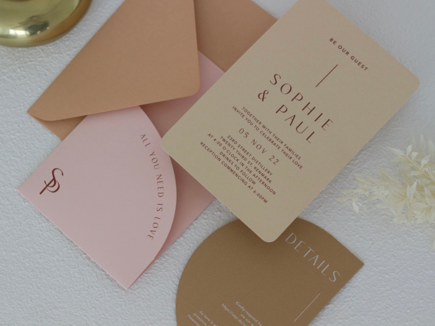 Invitation pack showcasing the semi-custom collection by class ink designs