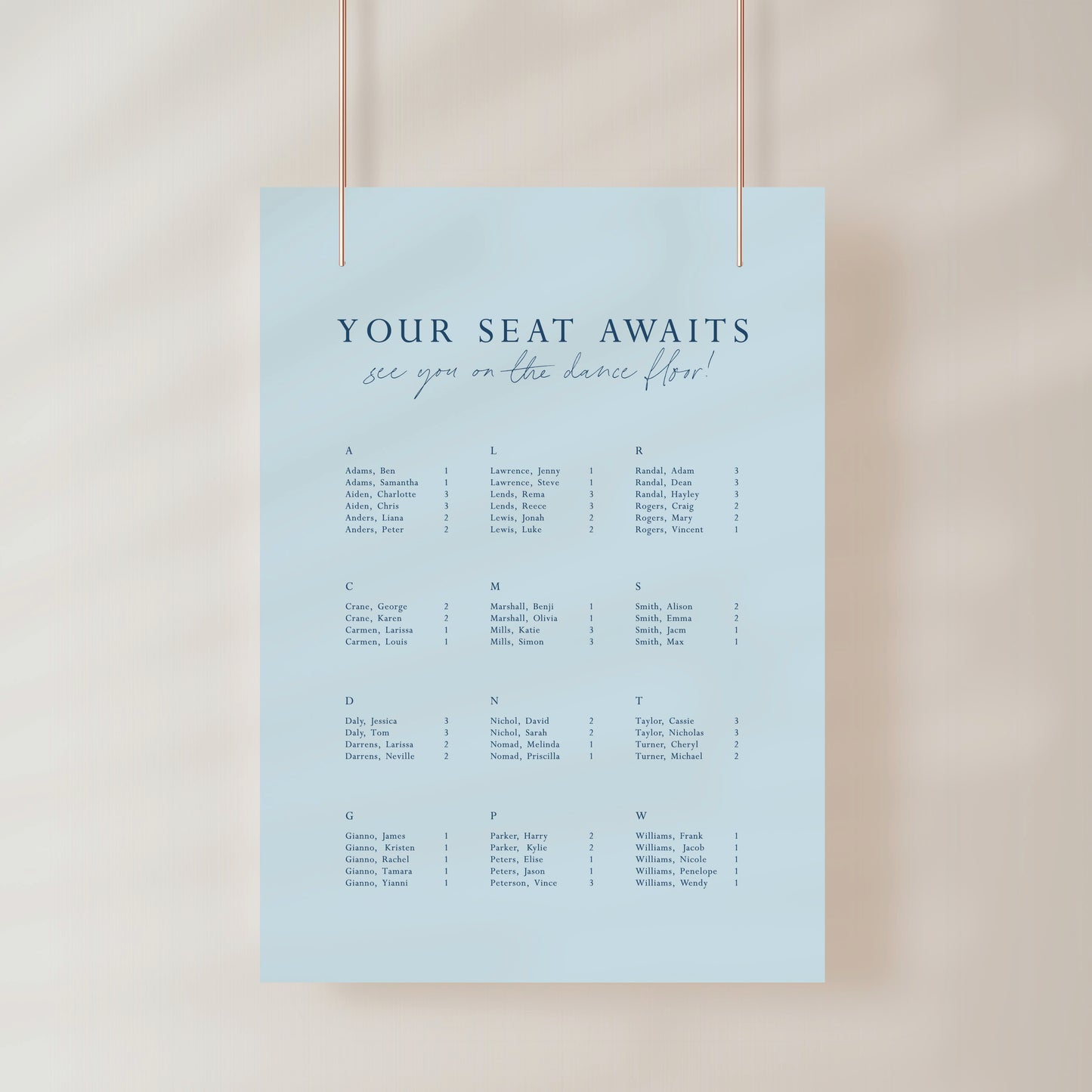 
                  
                    All You Need Is Love - Seating Chart
                  
                
