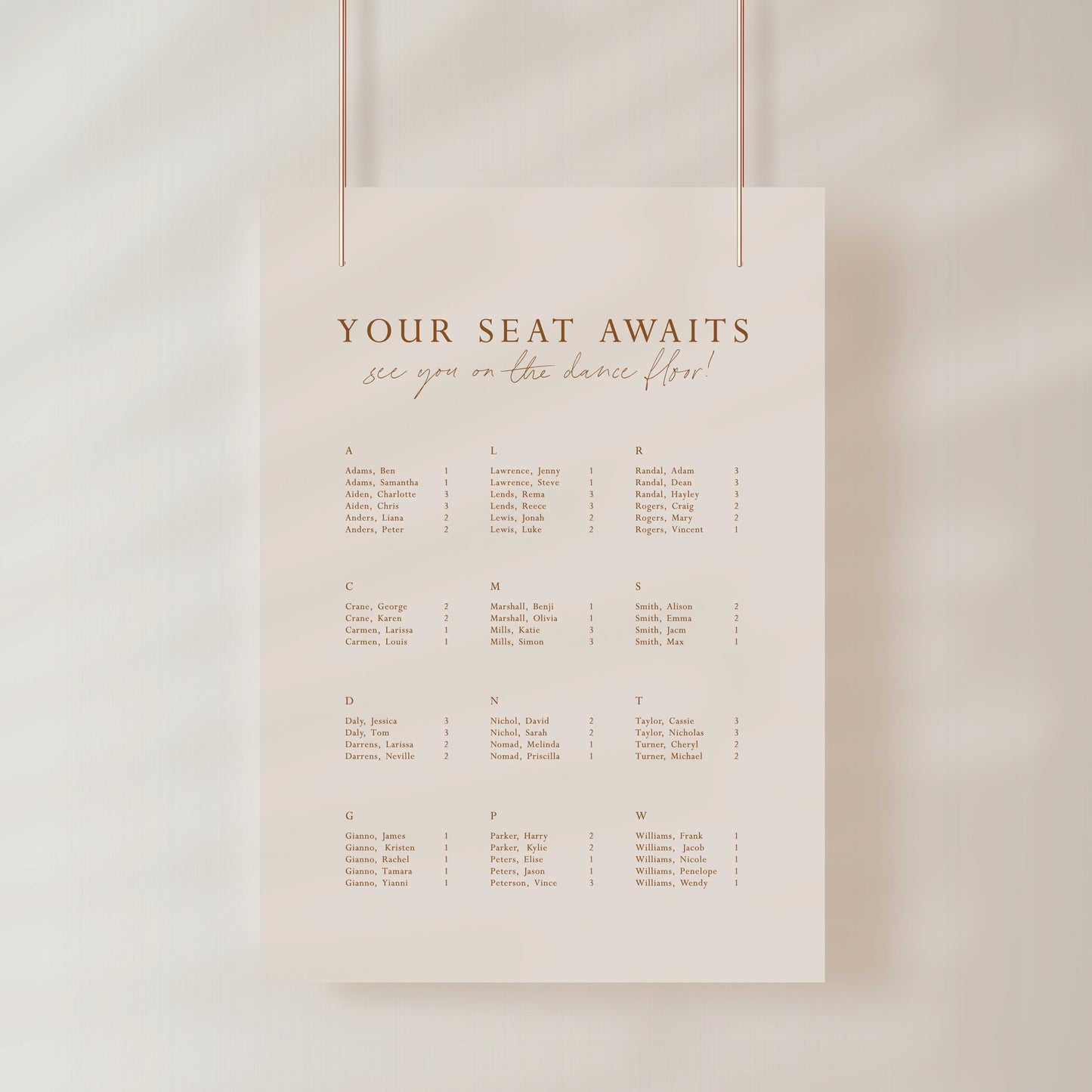 
                  
                    All You Need Is Love - Seating Chart
                  
                