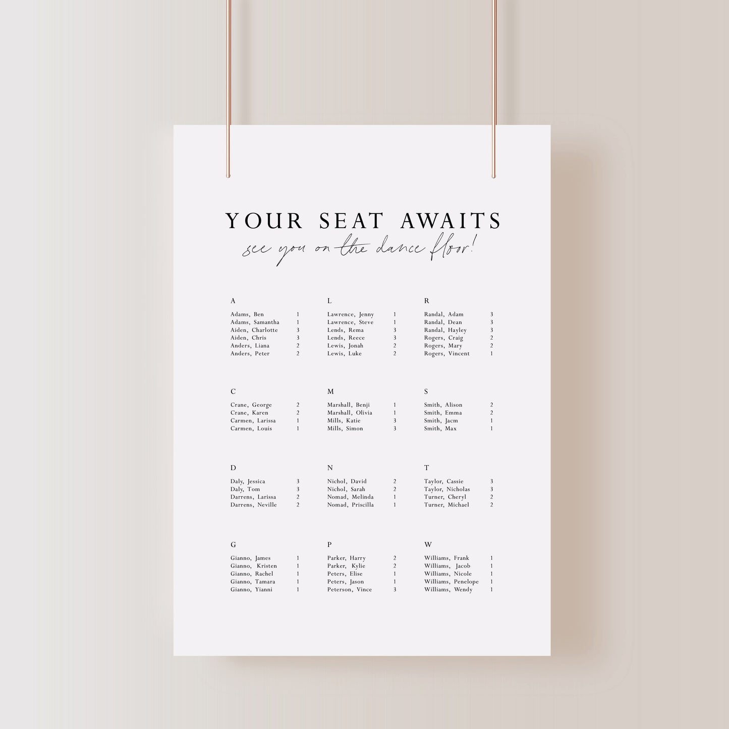 
                  
                    All You Need Is Love - Seating Chart
                  
                