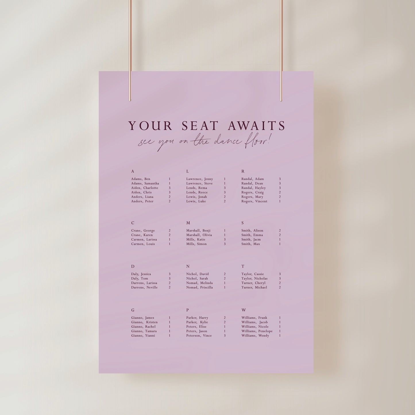 
                  
                    All You Need Is Love - Seating Chart
                  
                