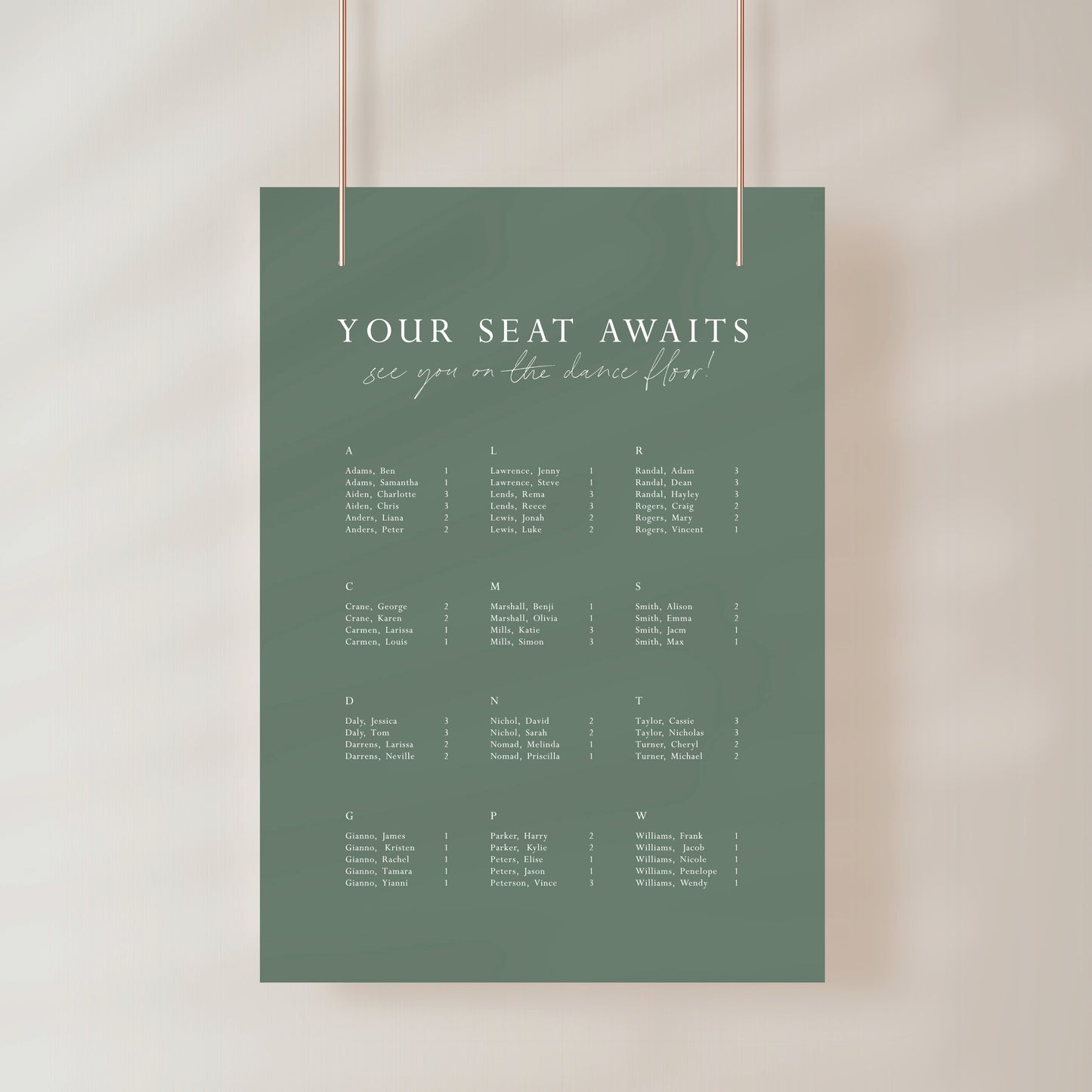 
                  
                    All You Need Is Love - Seating Chart
                  
                