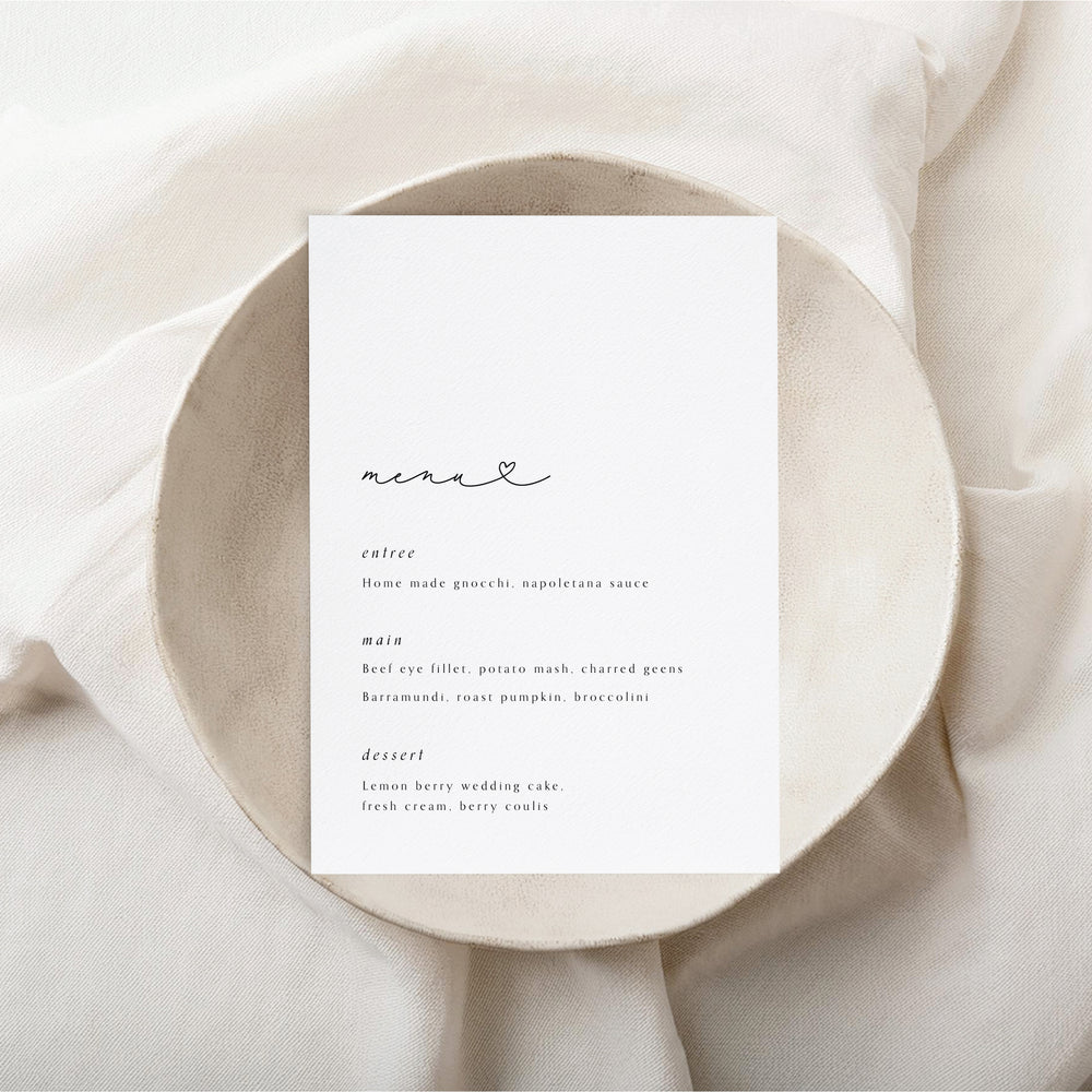 Cashmere - Menu