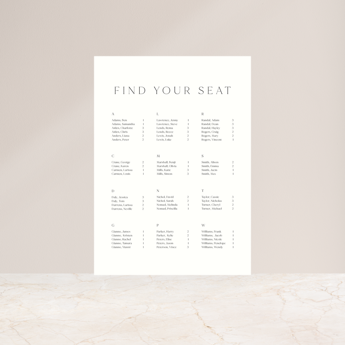 Classico - Seating Chart – Class Ink Designs