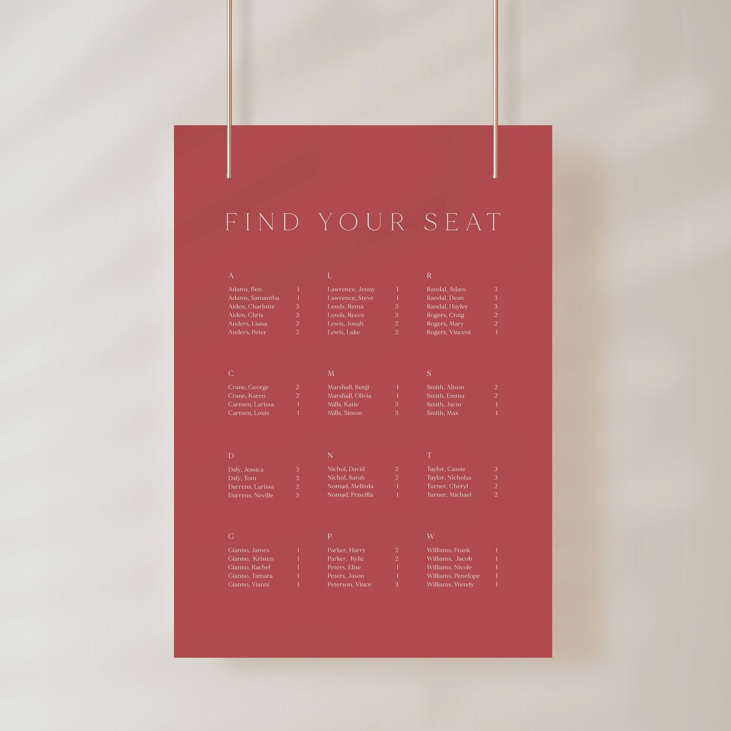 
                  
                    Classico - Seating Chart
                  
                