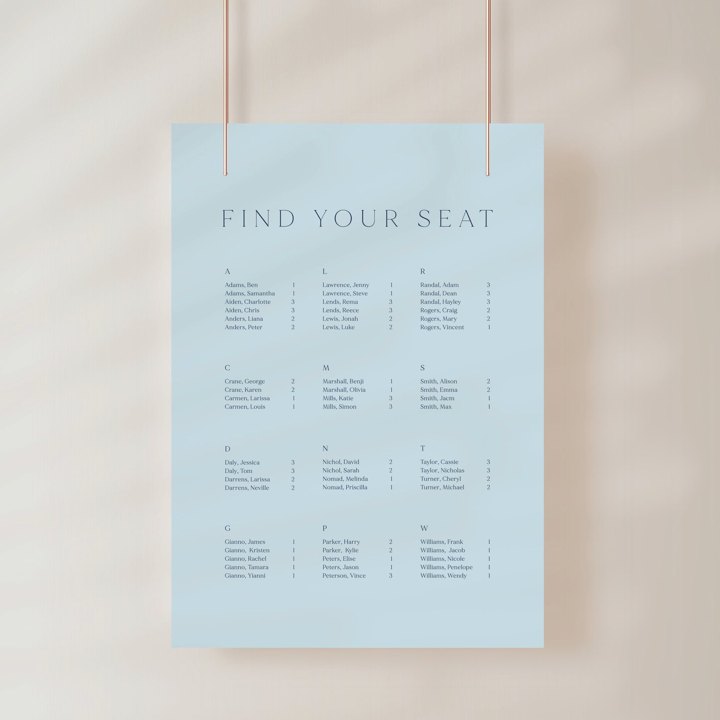
                  
                    Classico - Seating Chart
                  
                
