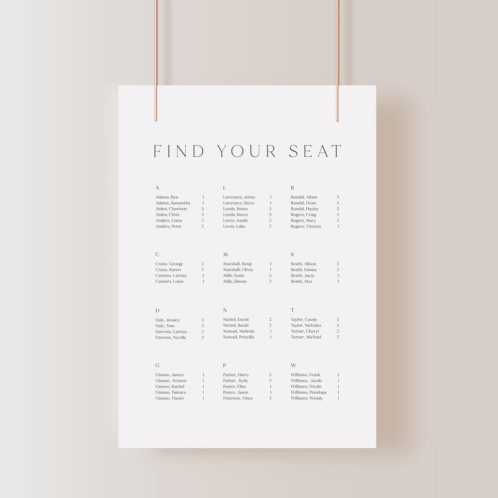 Classico - Seating Chart
