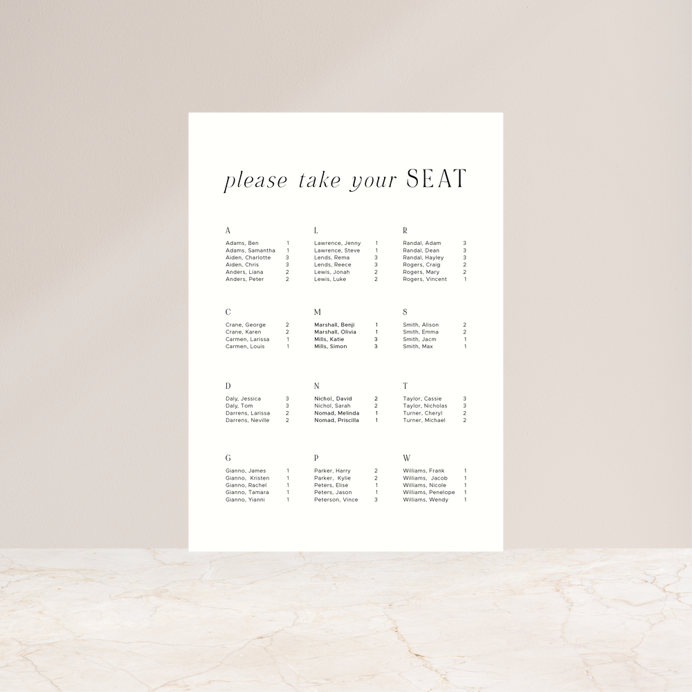 Date Night - Seating Chart