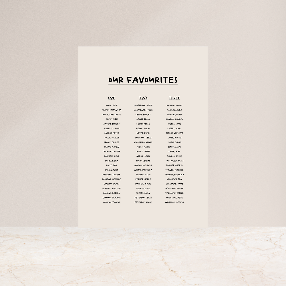 
                  
                    Young Love - Seating Chart
                  
                