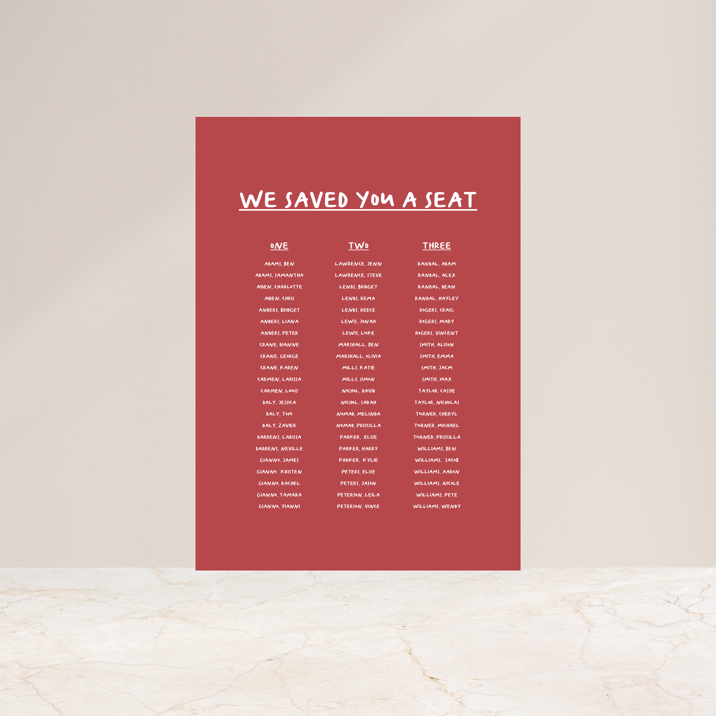 
                  
                    Young Love - Seating Chart
                  
                