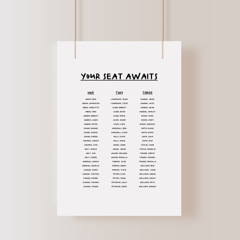 
                  
                    Young Love - Seating Chart
                  
                