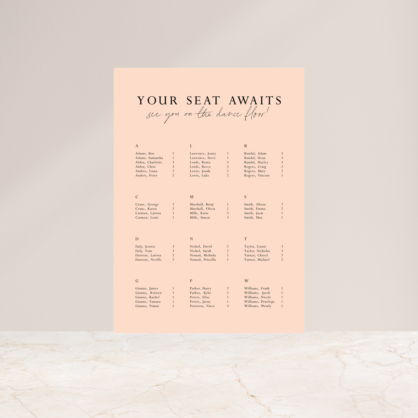 
                  
                    All You Need Is Love - Seating Chart
                  
                