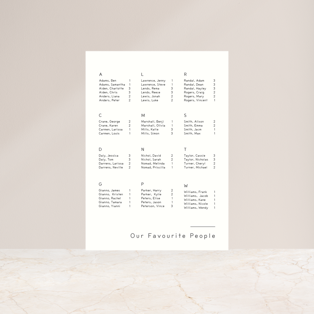 Seating Chart – Class Ink Designs